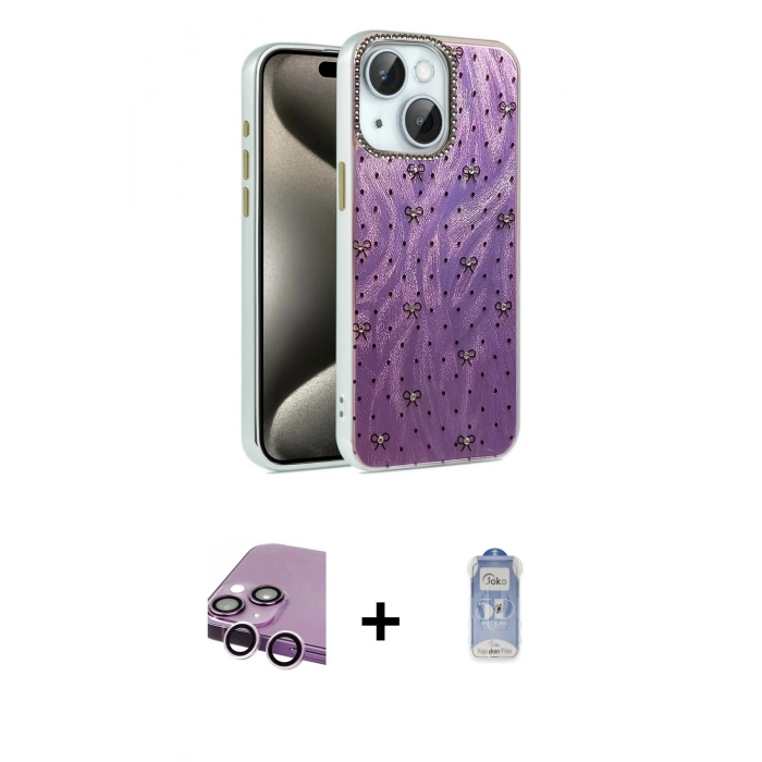 MARSİLYAN™- iPhone 14 Kılıf Zirve Modern Prime - Siyah Joko Magic 5D Cam + Raze Metal Kamera Lens - MR
