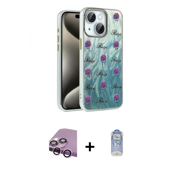 MARSİLYAN™- iPhone 14 Kılıf Zirve Modern Prime - Siyah Joko Magic 5D Cam + Raze Metal Kamera Lens - MR