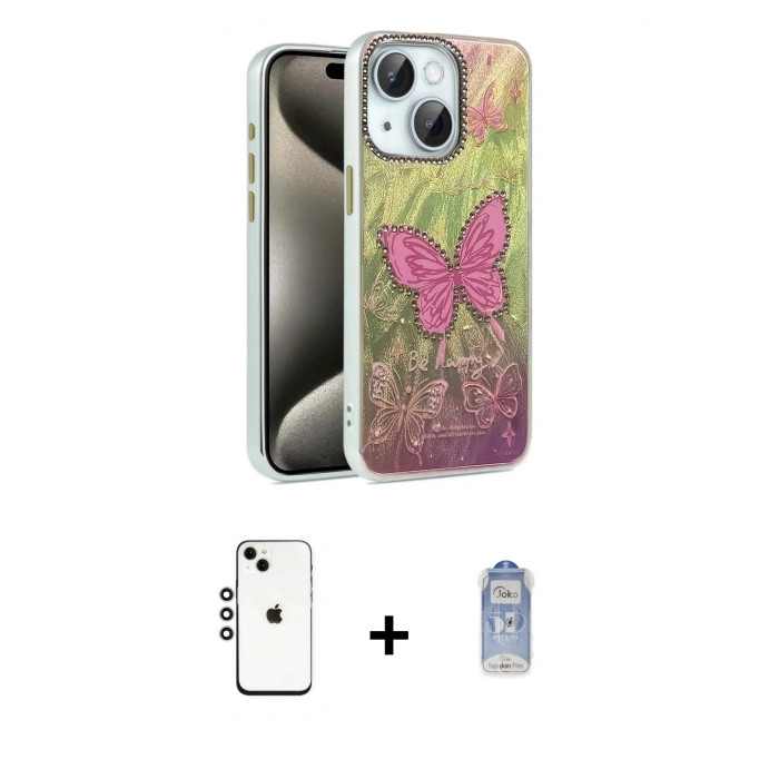 MARSİLYAN™- iPhone 14 Kılıf Zirve Modern Prime - Siyah Joko Magic 5D Cam + Shine Kamera Lens - GS