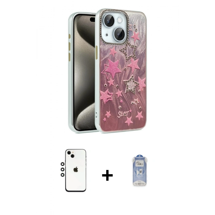 MARSİLYAN™- iPhone 14 Kılıf Zirve Modern Prime - Siyah Joko Magic 5D Cam + Shine Kamera Lens - GS