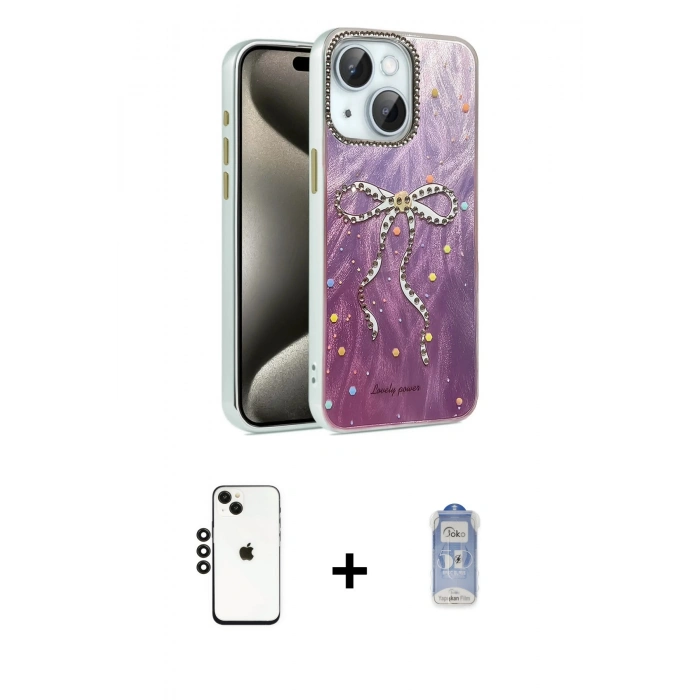 MARSİLYAN™- iPhone 14 Kılıf Zirve Modern Prime - Siyah Joko Magic 5D Cam + Shine Kamera Lens - SH