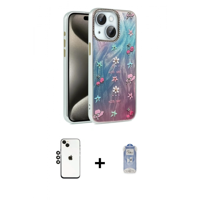 MARSİLYAN™- iPhone 14 Kılıf Zirve Modern Prime - Siyah Joko Magic 5D Cam + Shine Kamera Lens - SH