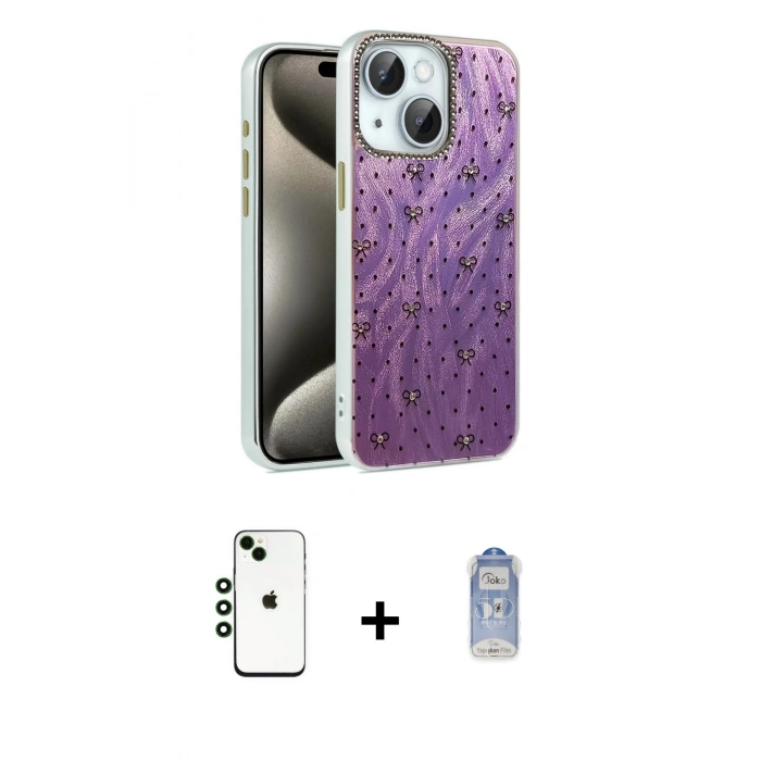 MARSİLYAN™- iPhone 14 Kılıf Zirve Modern Prime - Siyah Joko Magic 5D Cam + Shine Kamera Lens - YL