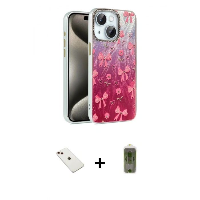 MARSİLYAN™- iPhone 14 Kılıf Zirve Modern Prime - Siyah Joko Magic 5D Hayalet Cam + Diamond Kamera Lens - KI