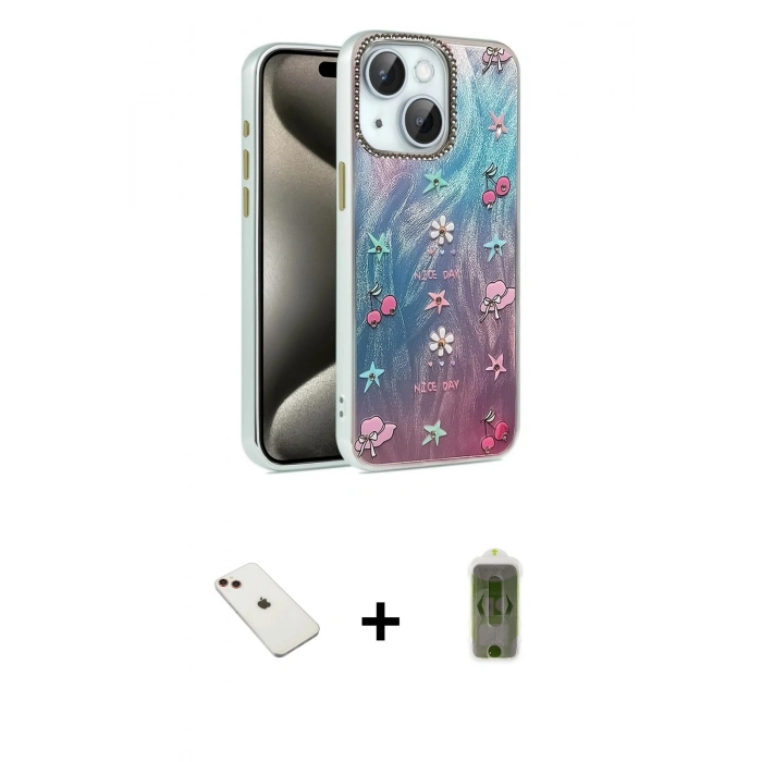 MARSİLYAN™- iPhone 14 Kılıf Zirve Modern Prime - Siyah Joko Magic 5D Hayalet Cam + Diamond Kamera Lens - KI