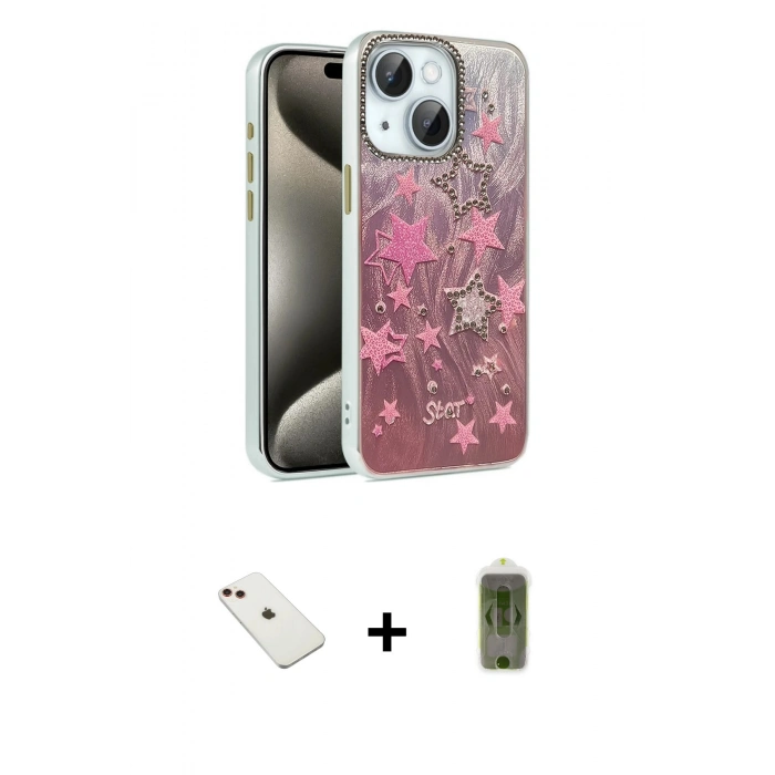 MARSİLYAN™- iPhone 14 Kılıf Zirve Modern Prime - Siyah Joko Magic 5D Hayalet Cam + Diamond Kamera Lens - KI