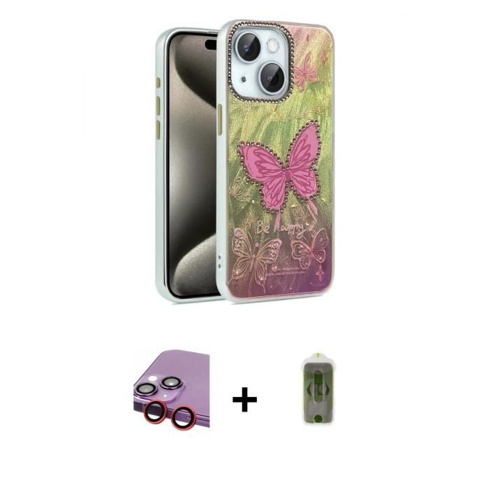 MARSİLYAN™- iPhone 14 Kılıf Zirve Modern Prime - Siyah Joko Magic 5D Hayalet Cam + Raze Metal Kamera Lens - KI