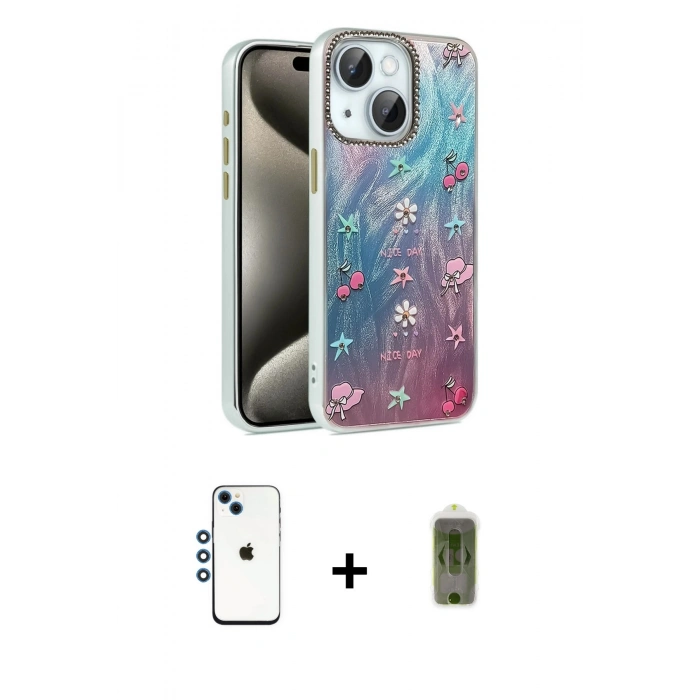 MARSİLYAN™- iPhone 14 Kılıf Zirve Modern Prime - Siyah Joko Magic 5D Hayalet Cam + Shine Kamera Lens - MI