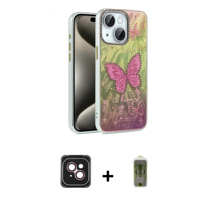 MARSİLYAN™- iPhone 14 Kılıf Zirve Modern Prime - Siyah Joko Magic 5D Hayalet Cam + PVD Metal Kamera Lens - PE