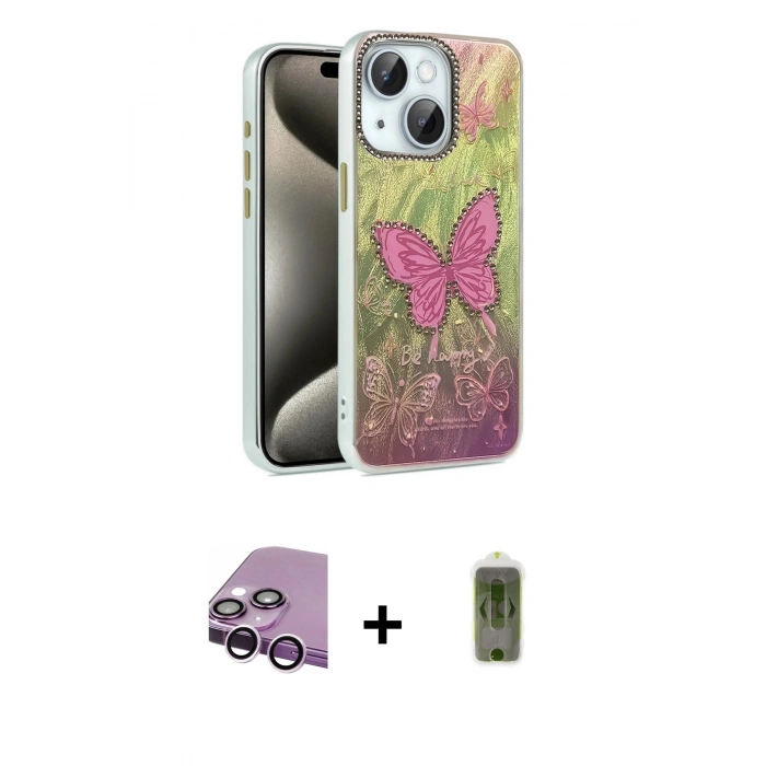 MARSİLYAN™- iPhone 14 Kılıf Zirve Modern Prime - Siyah Joko Magic 5D Hayalet Cam + Raze Metal Kamera Lens - MR