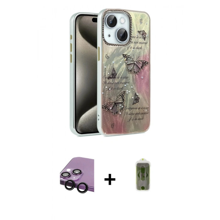 MARSİLYAN™- iPhone 14 Kılıf Zirve Modern Prime - Siyah Joko Magic 5D Hayalet Cam + Raze Metal Kamera Lens - SH