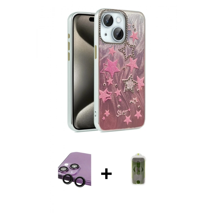 MARSİLYAN™- iPhone 14 Kılıf Zirve Modern Prime - Siyah Joko Magic 5D Hayalet Cam + Raze Metal Kamera Lens - SH