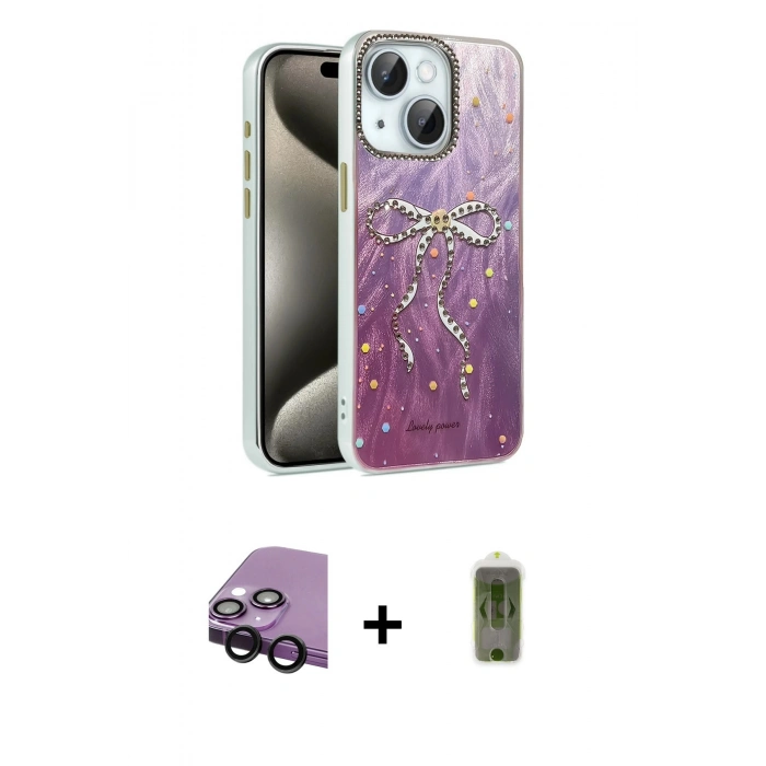 MARSİLYAN™- iPhone 14 Kılıf Zirve Modern Prime - Siyah Joko Magic 5D Hayalet Cam + Raze Metal Kamera Lens - SH