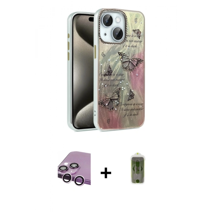 MARSİLYAN™- iPhone 14 Kılıf Zirve Modern Prime - Siyah Joko Magic 5D Hayalet Cam + Raze Metal Kamera Lens - MR