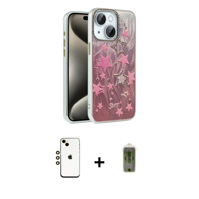 MARSİLYAN™- iPhone 14 Kılıf Zirve Modern Prime - Siyah Joko Magic 5D Hayalet Cam + Shine Kamera Lens - GD