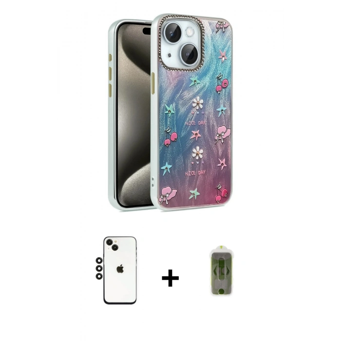 MARSİLYAN™- iPhone 14 Kılıf Zirve Modern Prime - Siyah Joko Magic 5D Hayalet Cam + Shine Kamera Lens - SH