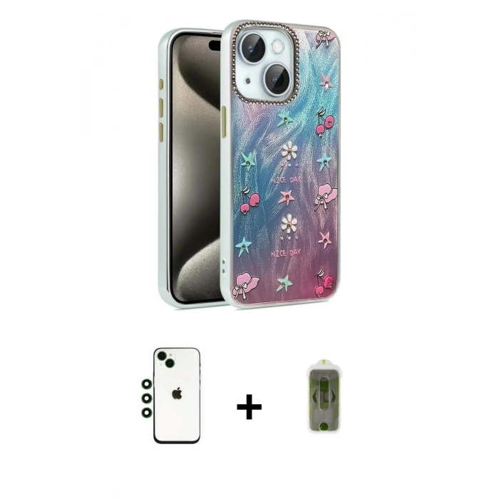 MARSİLYAN™- iPhone 14 Kılıf Zirve Modern Prime - Siyah Joko Magic 5D Hayalet Cam + Shine Kamera Lens - YL