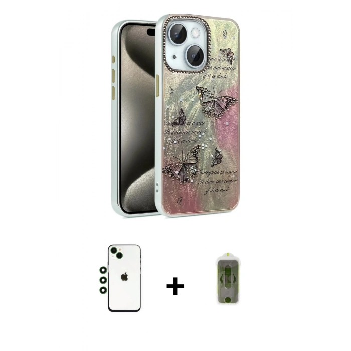MARSİLYAN™- iPhone 14 Kılıf Zirve Modern Prime - Siyah Joko Magic 5D Hayalet Cam + Shine Kamera Lens - YL