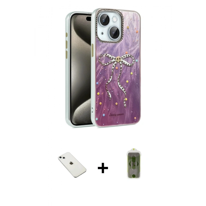 MARSİLYAN™- iPhone 14 Kılıf Zirve Modern Prime - Siyah Joko Magic 5D Hayalet Cam + Sierra Blue Diamond Kamera Lens