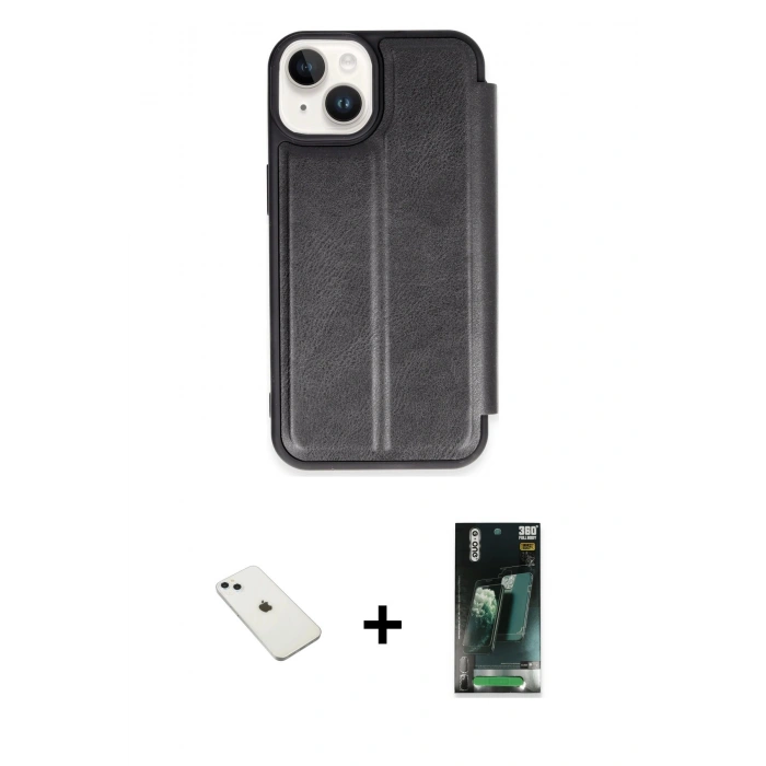 MARSİLYAN™- iPhone 14 Kılıf Zirve Yansıma Serisi - Şeffaf 360 Full Body Arka Koruyucu + Diamond Kamera Lens - SABE
