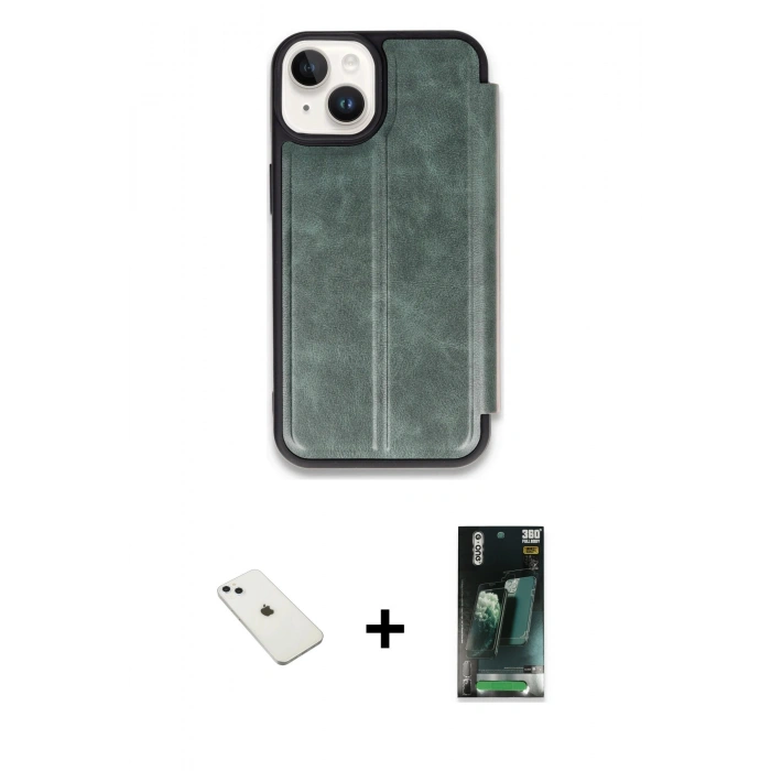 MARSİLYAN™- iPhone 14 Kılıf Zirve Yansıma Serisi - Şeffaf 360 Full Body Arka Koruyucu + Diamond Kamera Lens - SABE