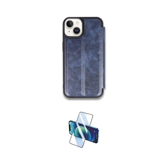 MARSİLYAN™- iPhone 14 Kılıf Zirve Yansıma Serisi - Siyah 3D Antistatik Cam Ekran Koruyucu