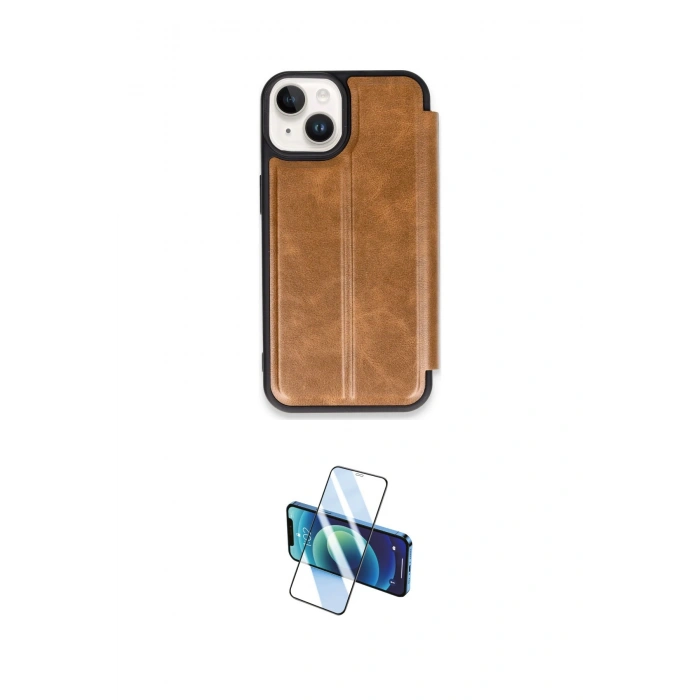 MARSİLYAN™- iPhone 14 Kılıf Zirve Yansıma Serisi - Siyah 3D Antistatik Cam Ekran Koruyucu