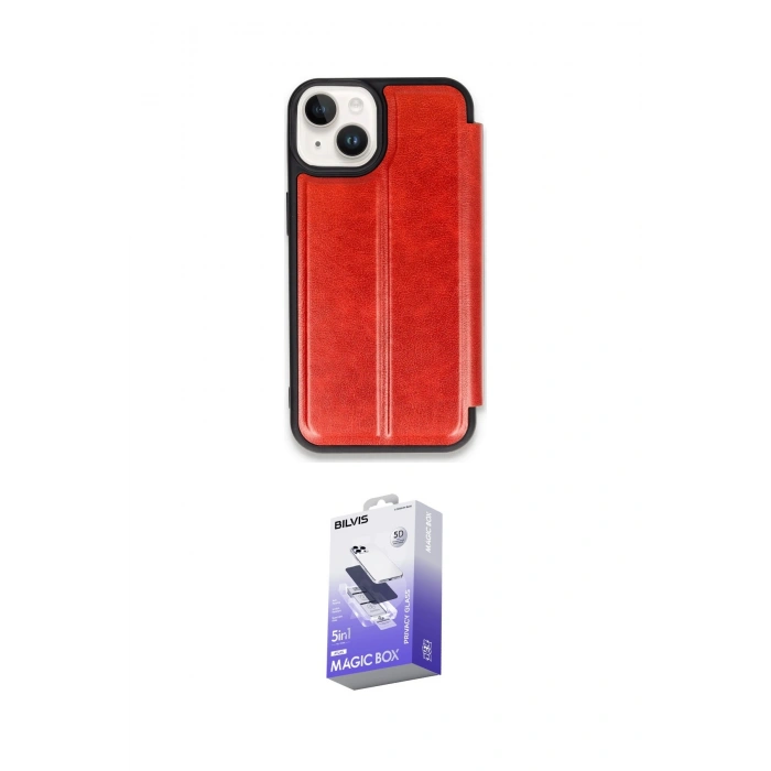 MARSİLYAN™- iPhone 14 Kılıf Zirve Yansıma Serisi - Siyah Bilvis 5in1 5D Magic Hayalet Cam Ekran Koruyucu