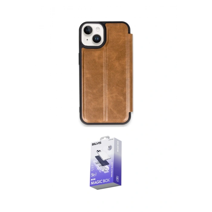 MARSİLYAN™- iPhone 14 Kılıf Zirve Yansıma Serisi - Siyah Bilvis 5in1 5D Magic Hayalet Cam Ekran Koruyucu