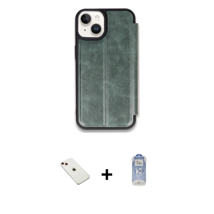 MARSİLYAN™- iPhone 14 Kılıf Zirve Yansıma Serisi - Siyah Joko Magic 5D Cam + Diamond Kamera Lens - KI