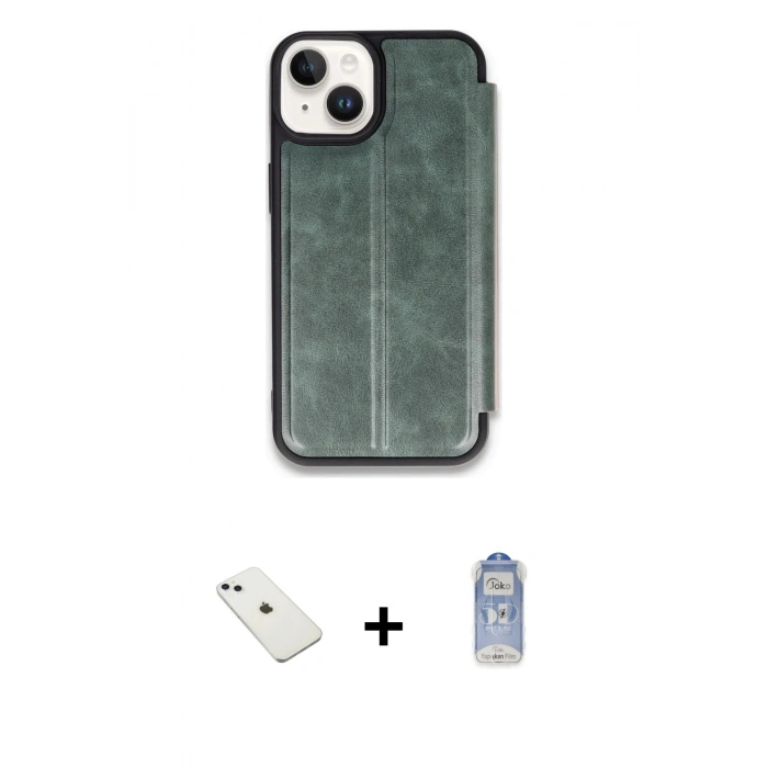 MARSİLYAN™- iPhone 14 Kılıf Zirve Yansıma Serisi - Siyah Joko Magic 5D Cam + Diamond Kamera Lens - SABE