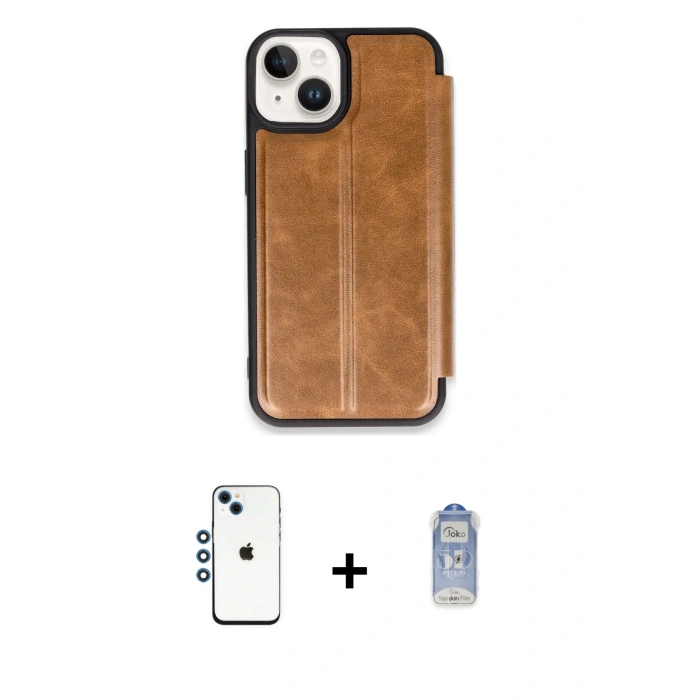 MARSİLYAN™- iPhone 14 Kılıf Zirve Yansıma Serisi - Siyah Joko Magic 5D Cam + Shine Kamera Lens - MI