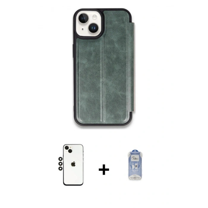 MARSİLYAN™- iPhone 14 Kılıf Zirve Yansıma Serisi - Siyah Joko Magic 5D Cam + Shine Kamera Lens - SH