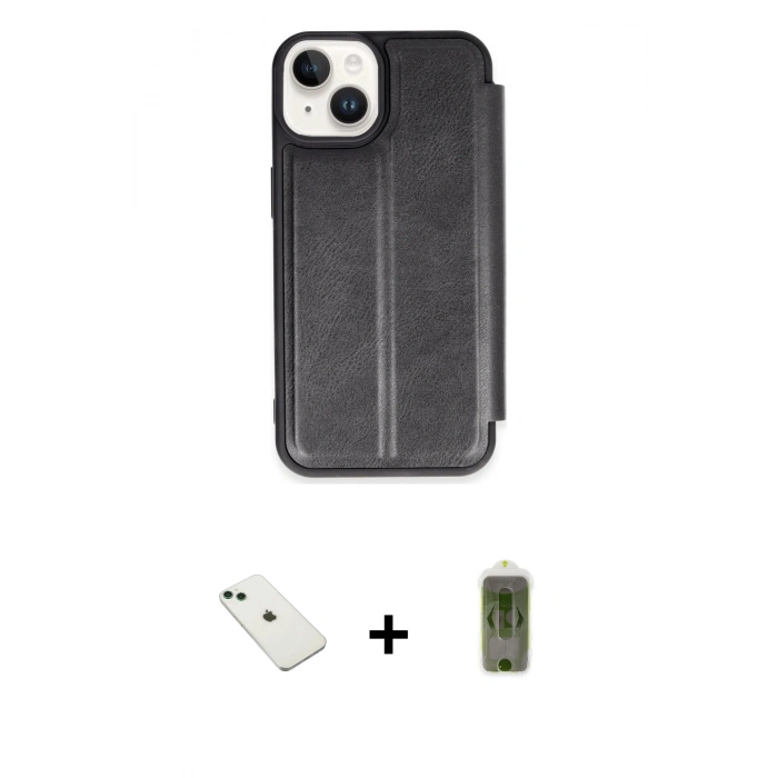 MARSİLYAN™- iPhone 14 Kılıf Zirve Yansıma Serisi - Siyah Joko Magic 5D Hayalet Cam + Diamond Kamera Lens - YL