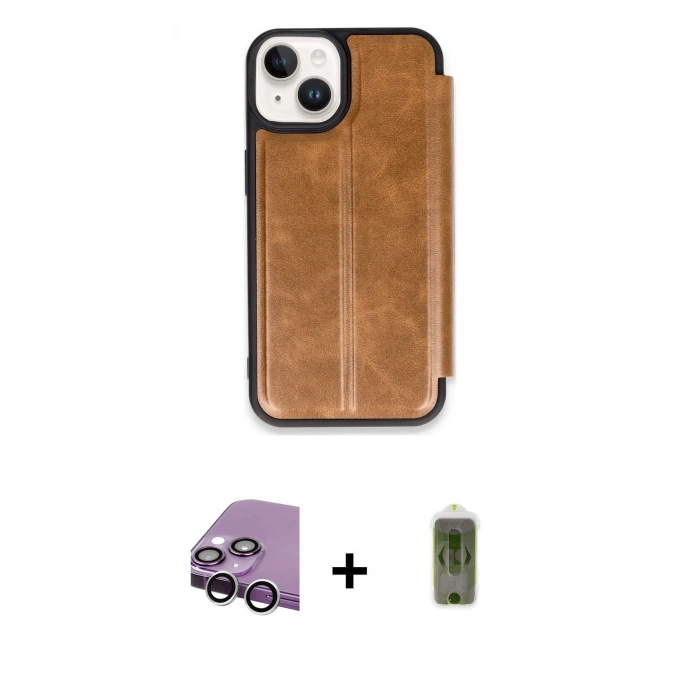 MARSİLYAN™- iPhone 14 Kılıf Zirve Yansıma Serisi - Siyah Joko Magic 5D Hayalet Cam + Raze Metal Kamera Lens - GS