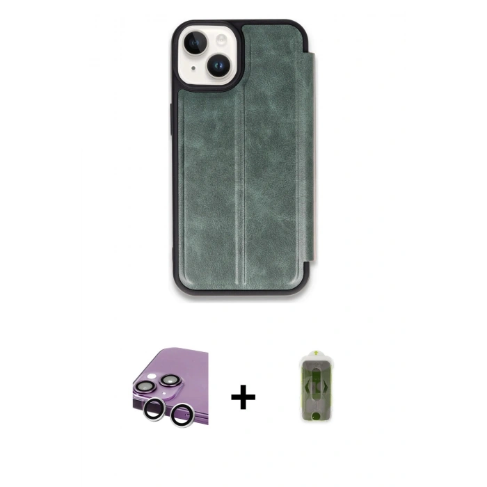 MARSİLYAN™- iPhone 14 Kılıf Zirve Yansıma Serisi - Siyah Joko Magic 5D Hayalet Cam + Raze Metal Kamera Lens - GS