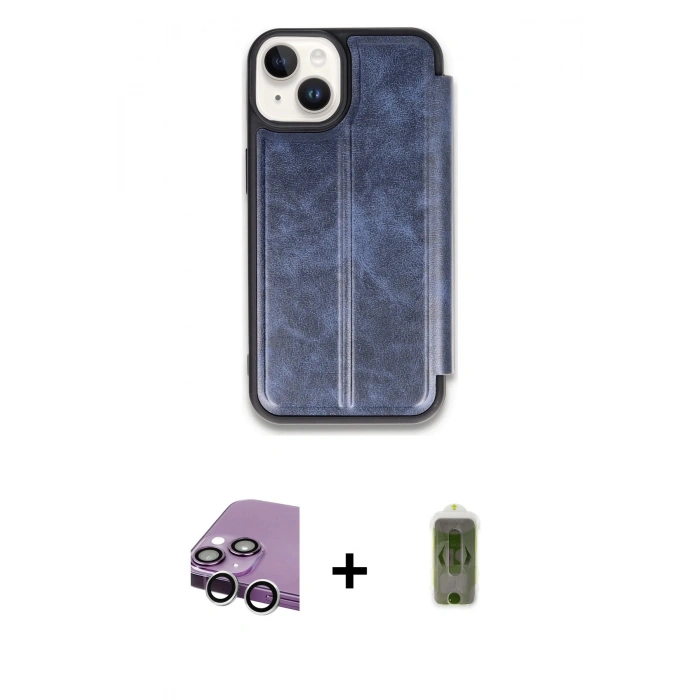 MARSİLYAN™- iPhone 14 Kılıf Zirve Yansıma Serisi - Siyah Joko Magic 5D Hayalet Cam + Raze Metal Kamera Lens - GS