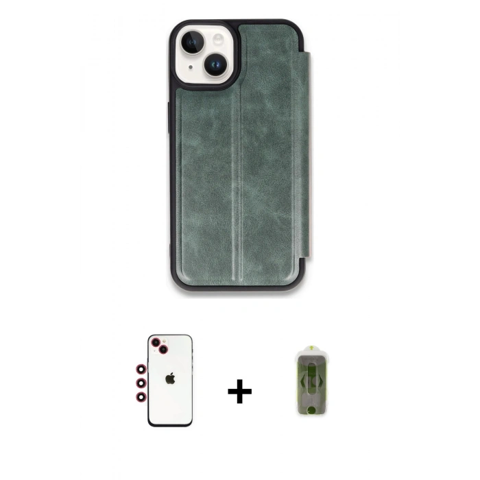 MARSİLYAN™- iPhone 14 Kılıf Zirve Yansıma Serisi - Siyah Joko Magic 5D Hayalet Cam + Shine Kamera Lens - KI