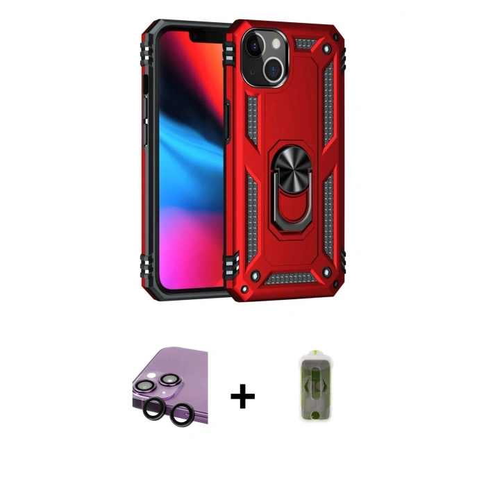 MARSİLYAN™- iPhone 14 Plus Kılıf Ahenk Klasik Koleksiyonu - Siyah Joko Magic 5D Hayalet Cam + Siyah Raze Metal Kamera Lens