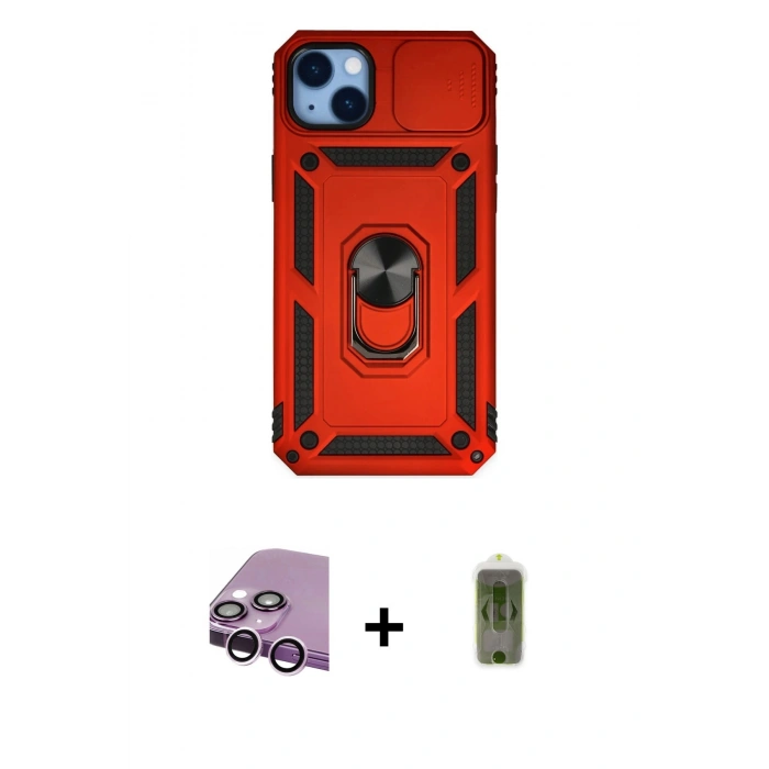 MARSİLYAN™- iPhone 14 Plus Kılıf Ahenk Klasik - Siyah Joko Magic 5D Hayalet Cam + Raze Metal Kamera Lens - MR