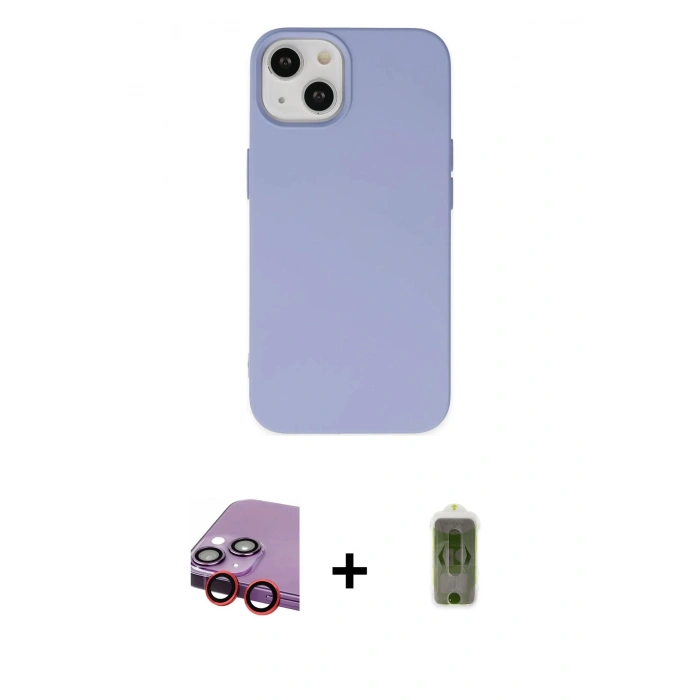 MARSİLYAN™- iPhone 14 Plus Kılıf Ahenk Serisi - Siyah Joko Magic 5D Hayalet Cam + Raze Metal Kamera Lens - KI