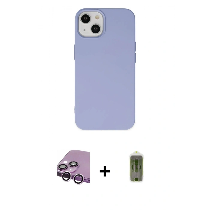 MARSİLYAN™- iPhone 14 Plus Kılıf Ahenk Serisi - Siyah Joko Magic 5D Hayalet Cam + Raze Metal Kamera Lens - MR