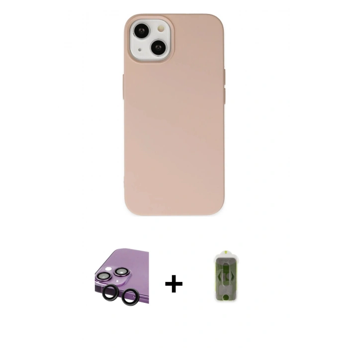 MARSİLYAN™- iPhone 14 Plus Kılıf Ahenk Serisi - Siyah Joko Magic 5D Hayalet Cam + Raze Metal Kamera Lens - SH