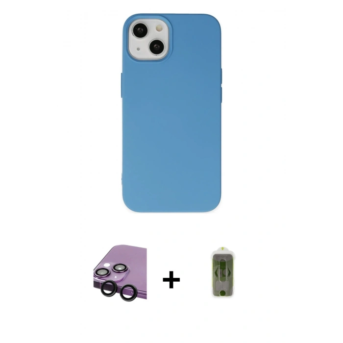 MARSİLYAN™- iPhone 14 Plus Kılıf Ahenk Serisi - Siyah Joko Magic 5D Hayalet Cam + Raze Metal Kamera Lens - SH