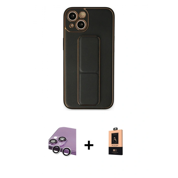 MARSİLYAN™- iPhone 14 Plus Kılıf Akış Doku - Şeffaf Maxco Cam Ekran Koruyucu + Raze Metal Kamera Lens - GS