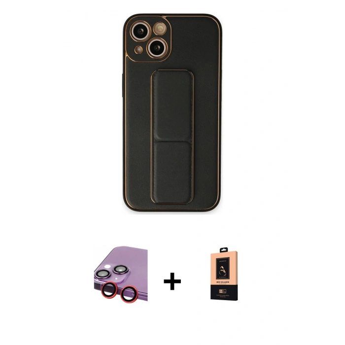 MARSİLYAN™- iPhone 14 Plus Kılıf Akış Doku - Şeffaf Maxco Cam Ekran Koruyucu + Raze Metal Kamera Lens - KI