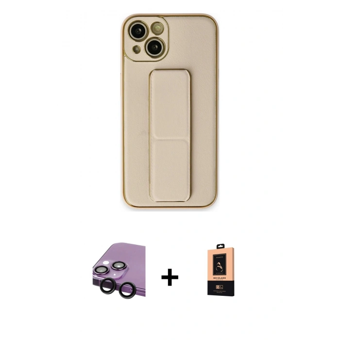 MARSİLYAN™- iPhone 14 Plus Kılıf Akış Doku - Şeffaf Maxco Cam Ekran Koruyucu + Raze Metal Kamera Lens - SH