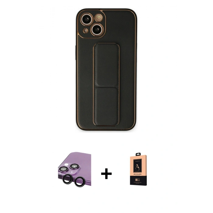 MARSİLYAN™- iPhone 14 Plus Kılıf Akış Doku - Şeffaf Maxco Cam Ekran Koruyucu + Raze Metal Kamera Lens - SH