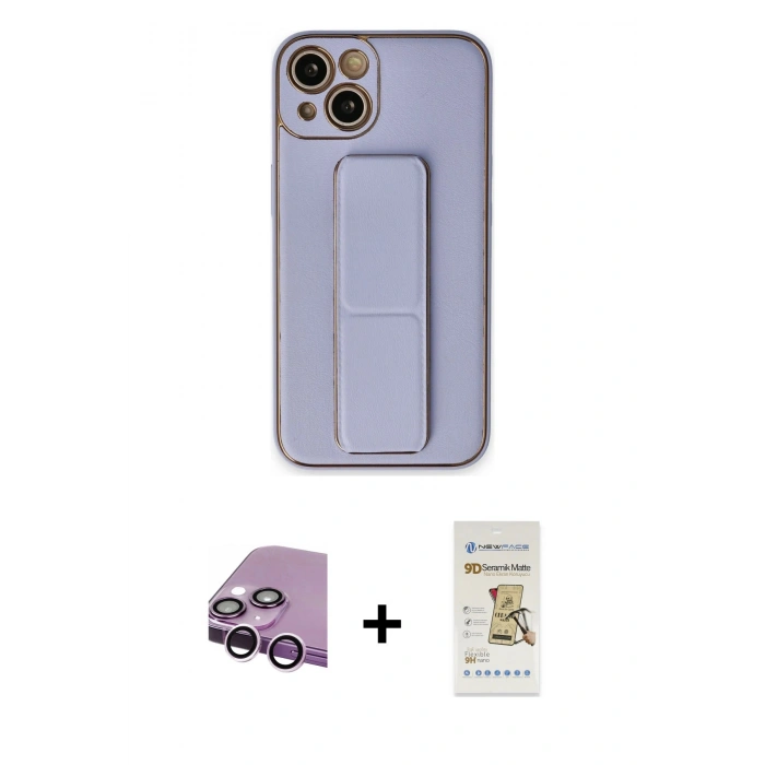 MARSİLYAN™- iPhone 14 Plus Kılıf Akış Doku - Siyah Mat Seramik Nano Ekran Koruyucu + Raze Metal Kamera Lens - MR