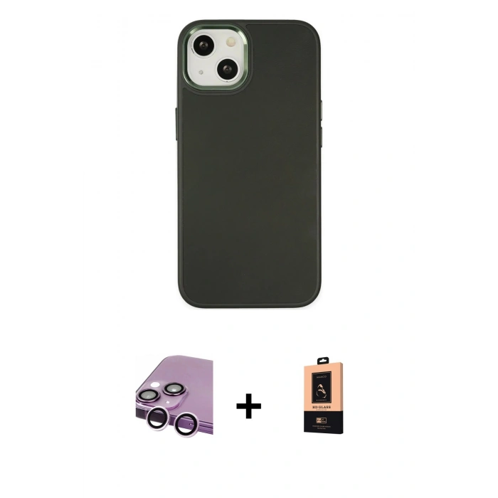 MARSİLYAN™- iPhone 14 Plus Kılıf Çekirdek Çizgi - Şeffaf Maxco Cam Ekran Koruyucu + Raze Metal Kamera Lens - MR